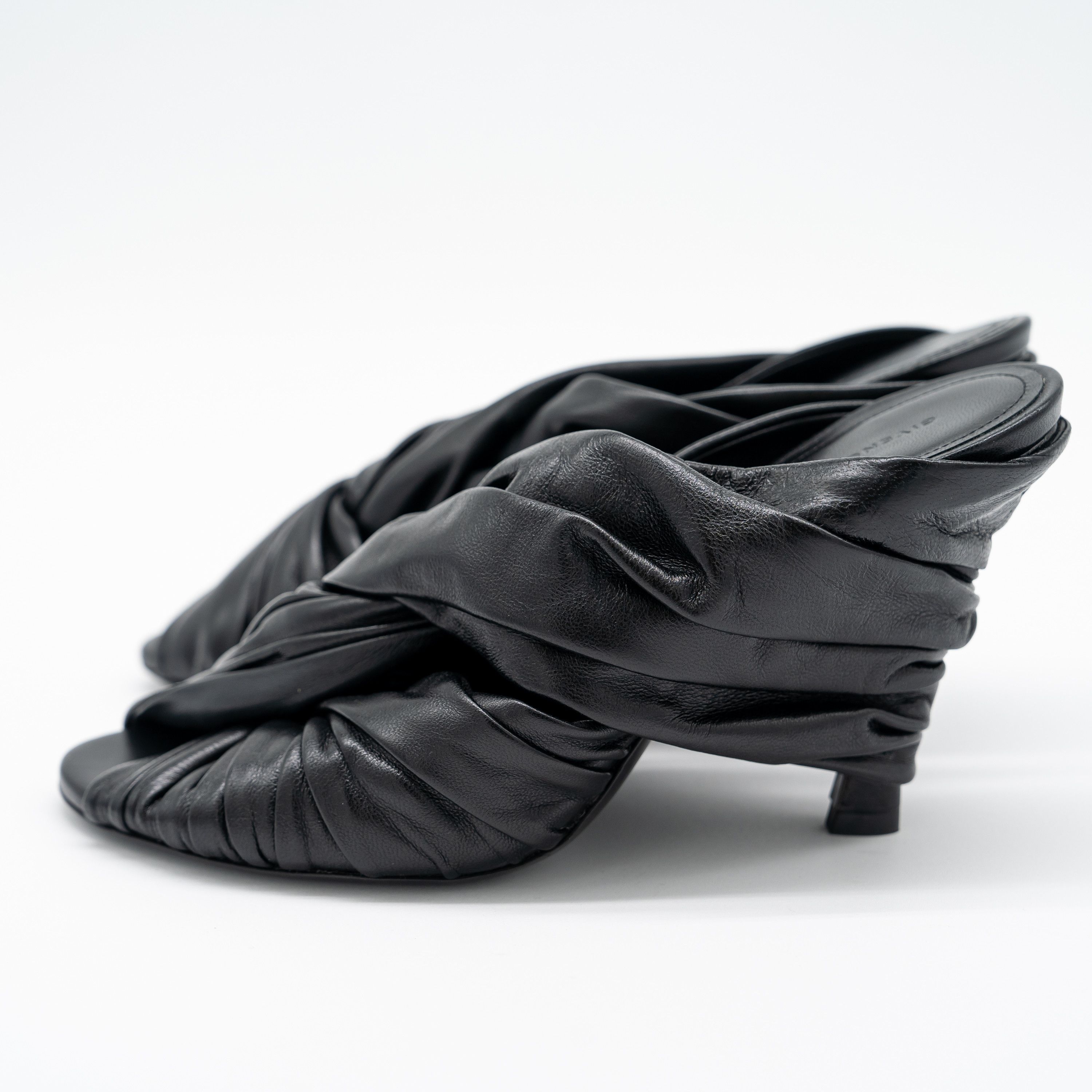 Givenchy Givenchy Show Twist Heels Mules Black Leather Size US 10 / IT 40 - 4 Thumbnail