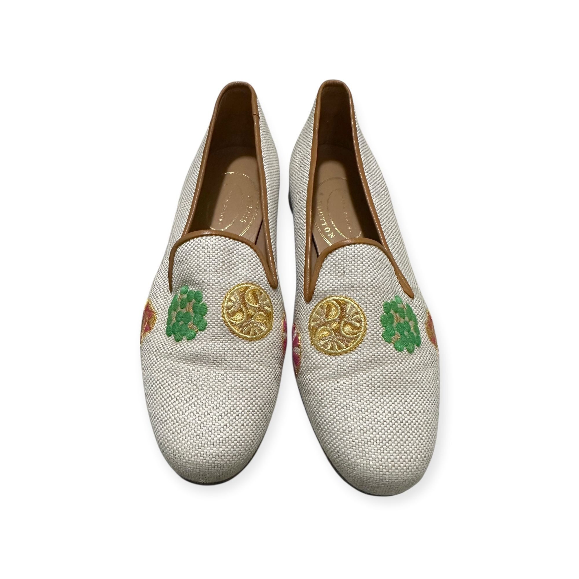 Stubbs & Wootton Stubbs & Wootton Embroidered Flax Straw Loafers Size 7 Size US 7 / IT 37 - 12 Thumbnail