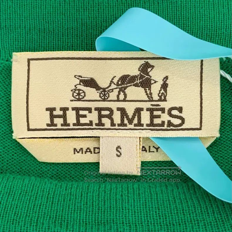Hermes Hermes Green round-neck cotton knit short-sleeve Size US S / EU 44-46 / 1 - 6 Thumbnail