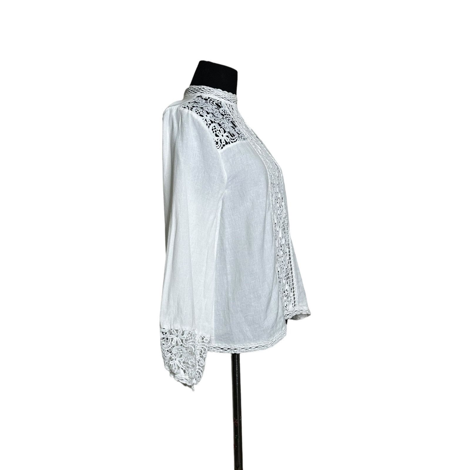 Zara Zara white eyelet long sleeves blouse size Small Size S / US 4 / IT 40 - 9 Thumbnail