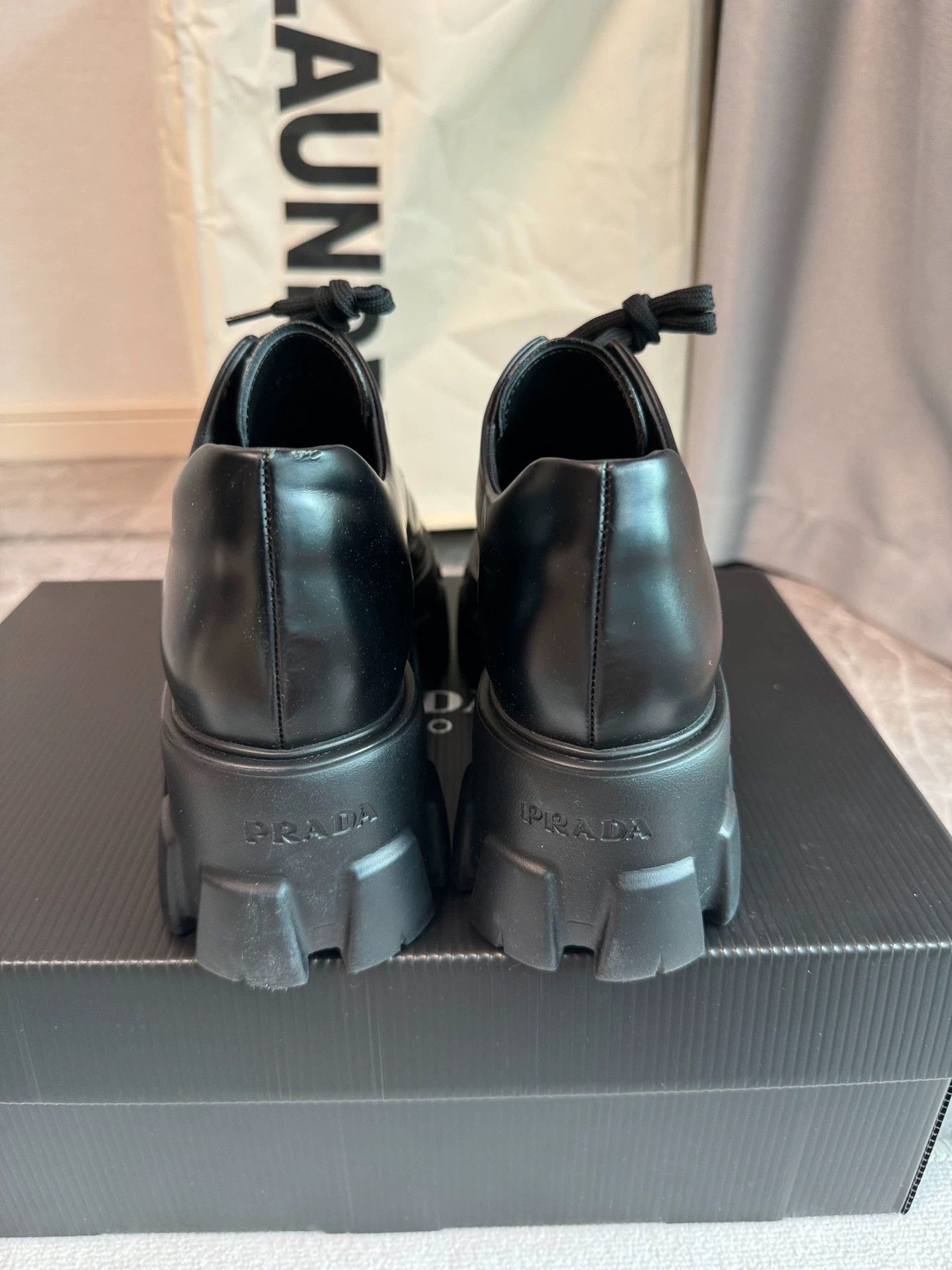 Prada Prada Leather Derby Platform Shoes Black EU38 Size US 7.5 / IT 37.5 - 4 Thumbnail