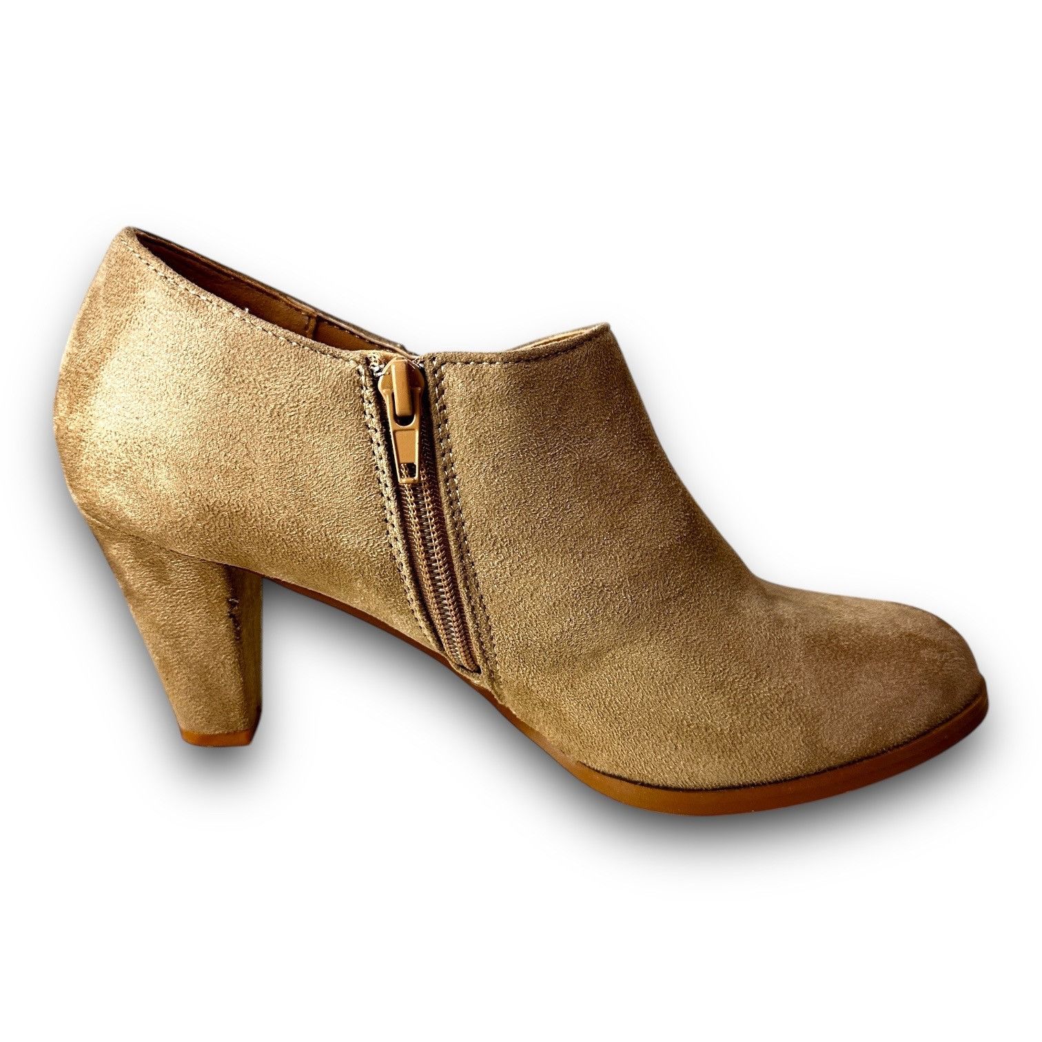 Other Chic Journee Womens Faux Suede Tan High Heel Ankle Booties S Size US 8 / IT 38 - 5 Thumbnail