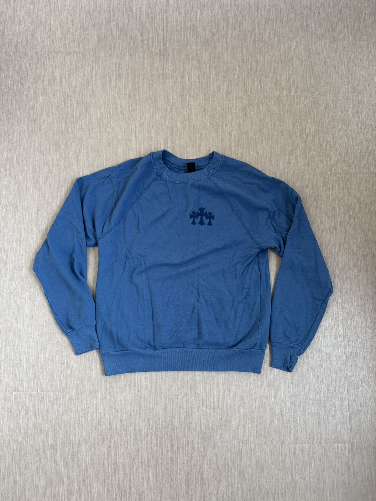 Chrome Hearts Triple Velvet Cross Blind Spot Crewneck Sweatshirt Blue Size US L / EU 52-54 / 3 - 1 Thumbnail