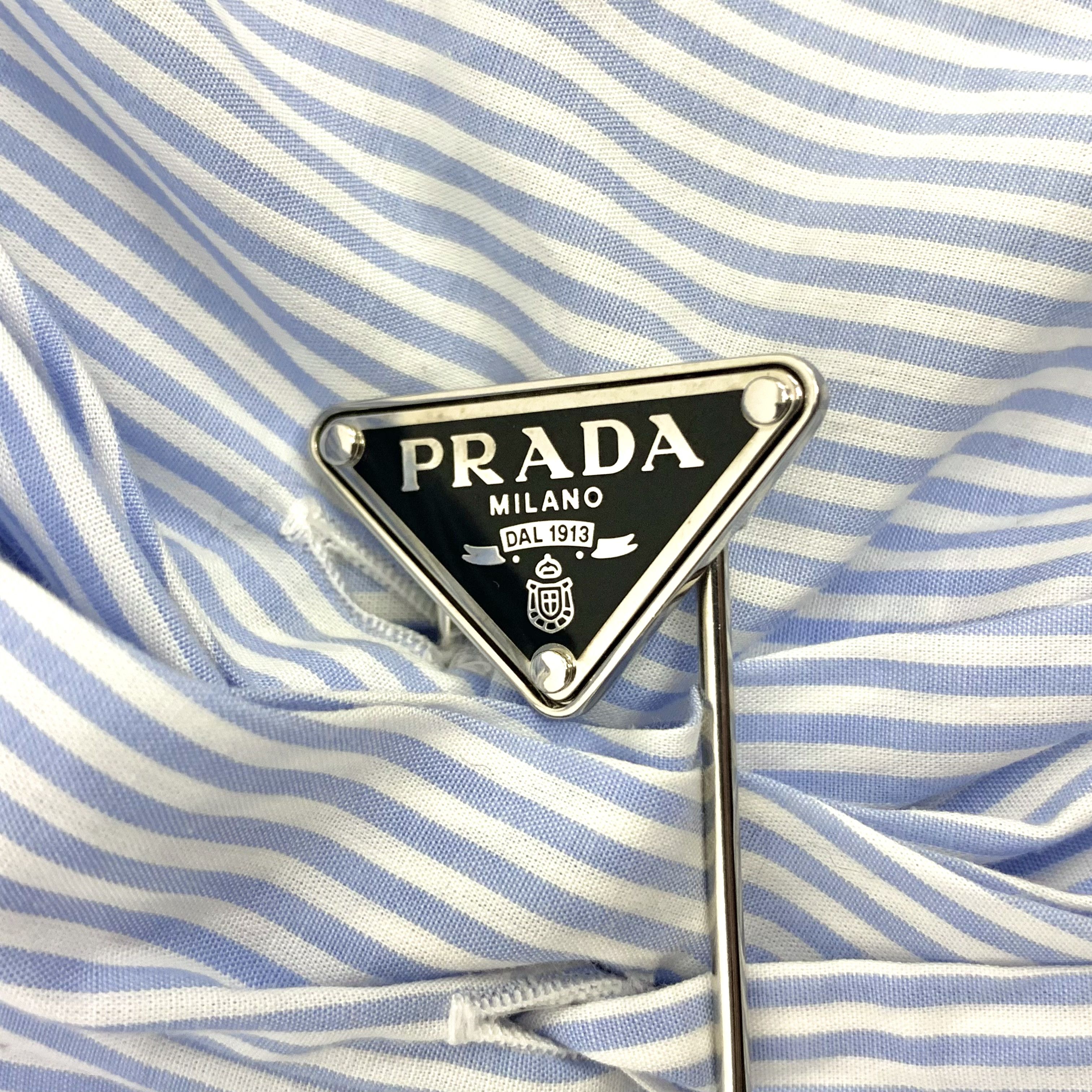 Prada Prada Striped Logo Shirt Dress Blue-White (S) Size S / US 4 / IT 40 - 10 Thumbnail