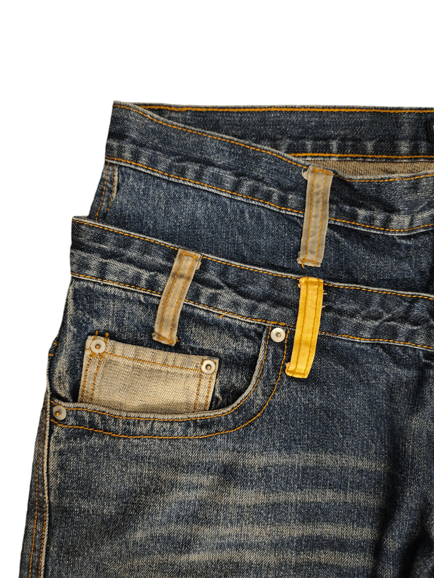 Comme des Garcons × Undercover Amore Puro Double Waist Clawmark Faded Jeans Undercover Ppfm Size US 35 - 3 Thumbnail