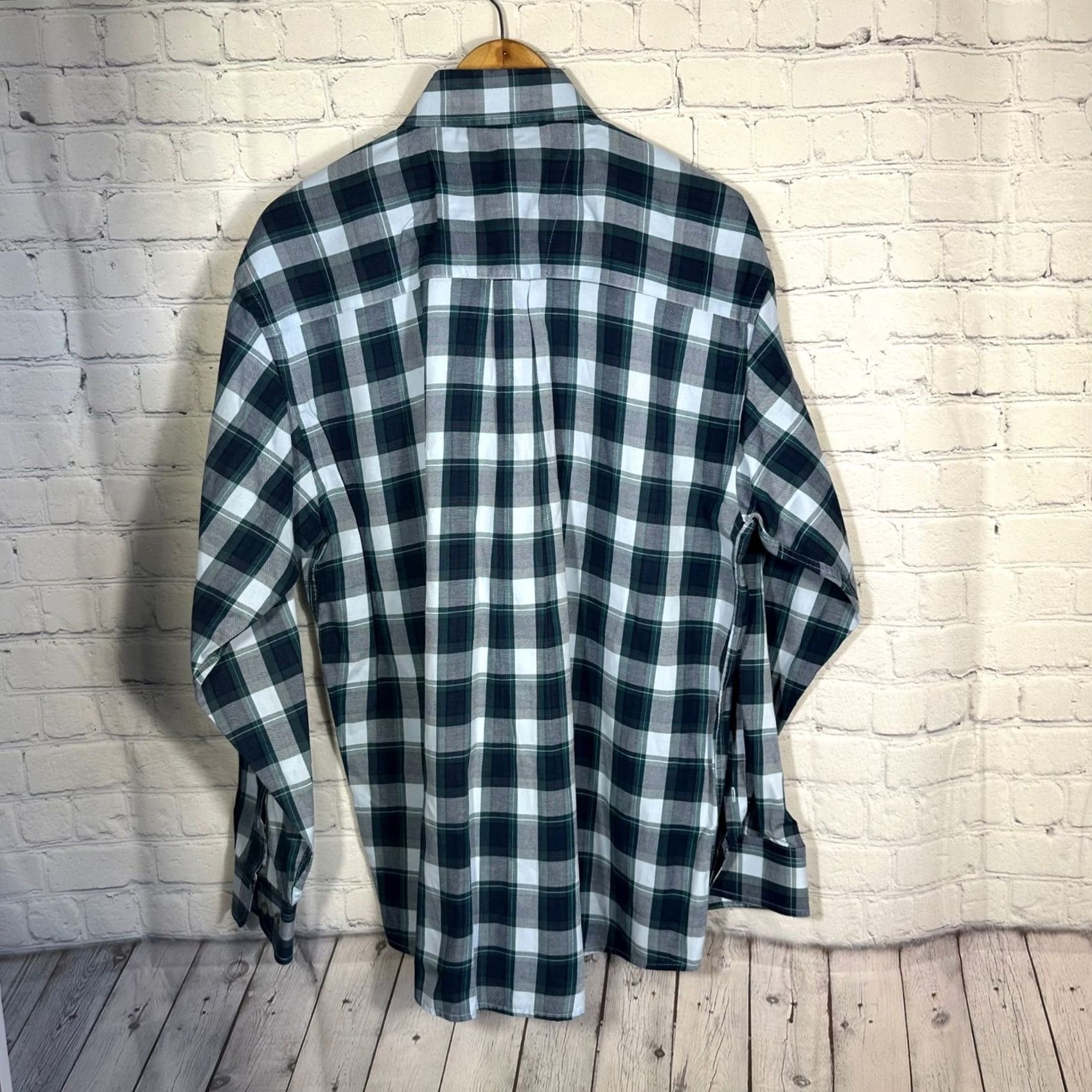 Wrangler Wrangler George Strait Cowboy Cut Button-Down Shirt Mens Large Green Plaid Casual Workwear 100% Cotton Chest Pocket Embroidered Logo Size US L / EU 52-54 / 3 - 4 Thumbnail