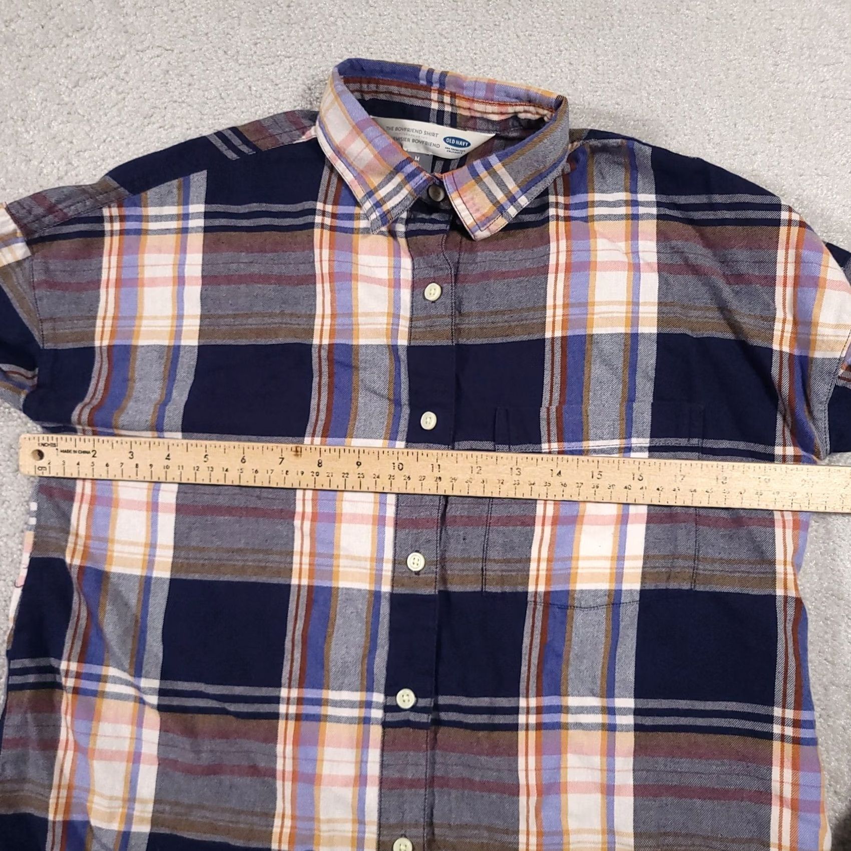 Old Navy Old Navy The Boyfriend Shirt Women's M Colorful Plaid Cotton Button Up Size M / US 6-8 / IT 42-44 - 6 Thumbnail