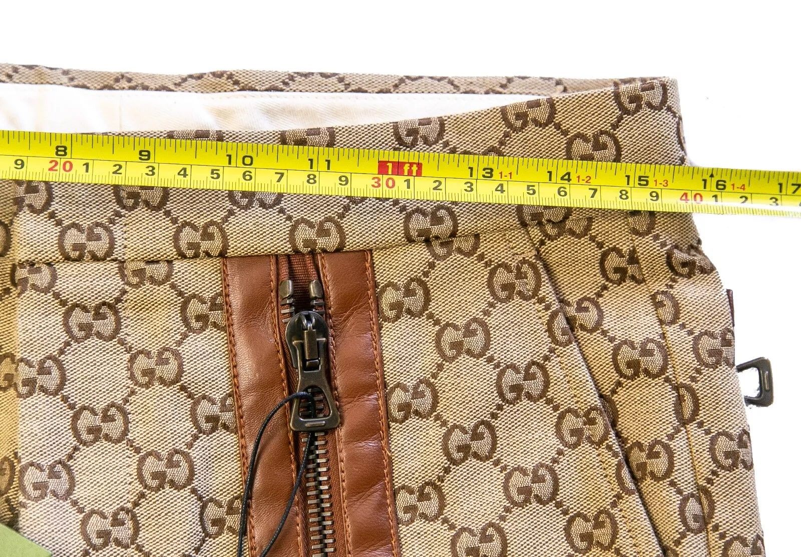 Gucci GUCCI GG Canvas Print Pants 46 size Zipper Leather Trim Size US 30 / EU 46 - 14 Thumbnail