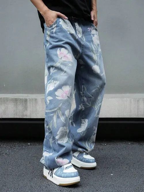 Jean Vintage Unique Printed Jeans Loose Fit Size US 34 / EU 50 - 3 Thumbnail