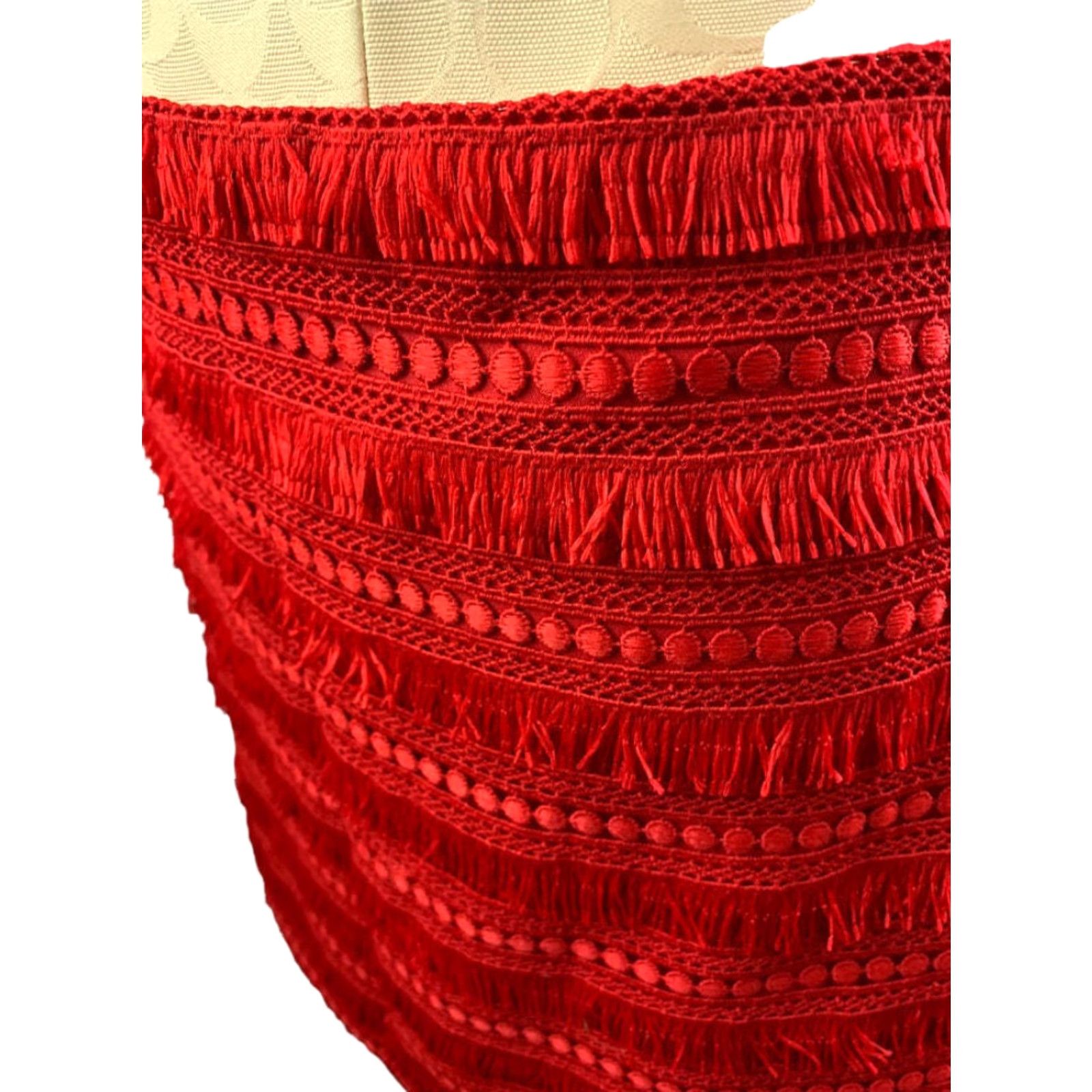 J.Crew J.Crew Skirt Women's 2 Red Mini Fringed Lined Style#G1719 Short 17" Waist 14" Hip 19" Vintage? No, not vintage. Size 26" / US 2 / IT 38 - 5 Thumbnail