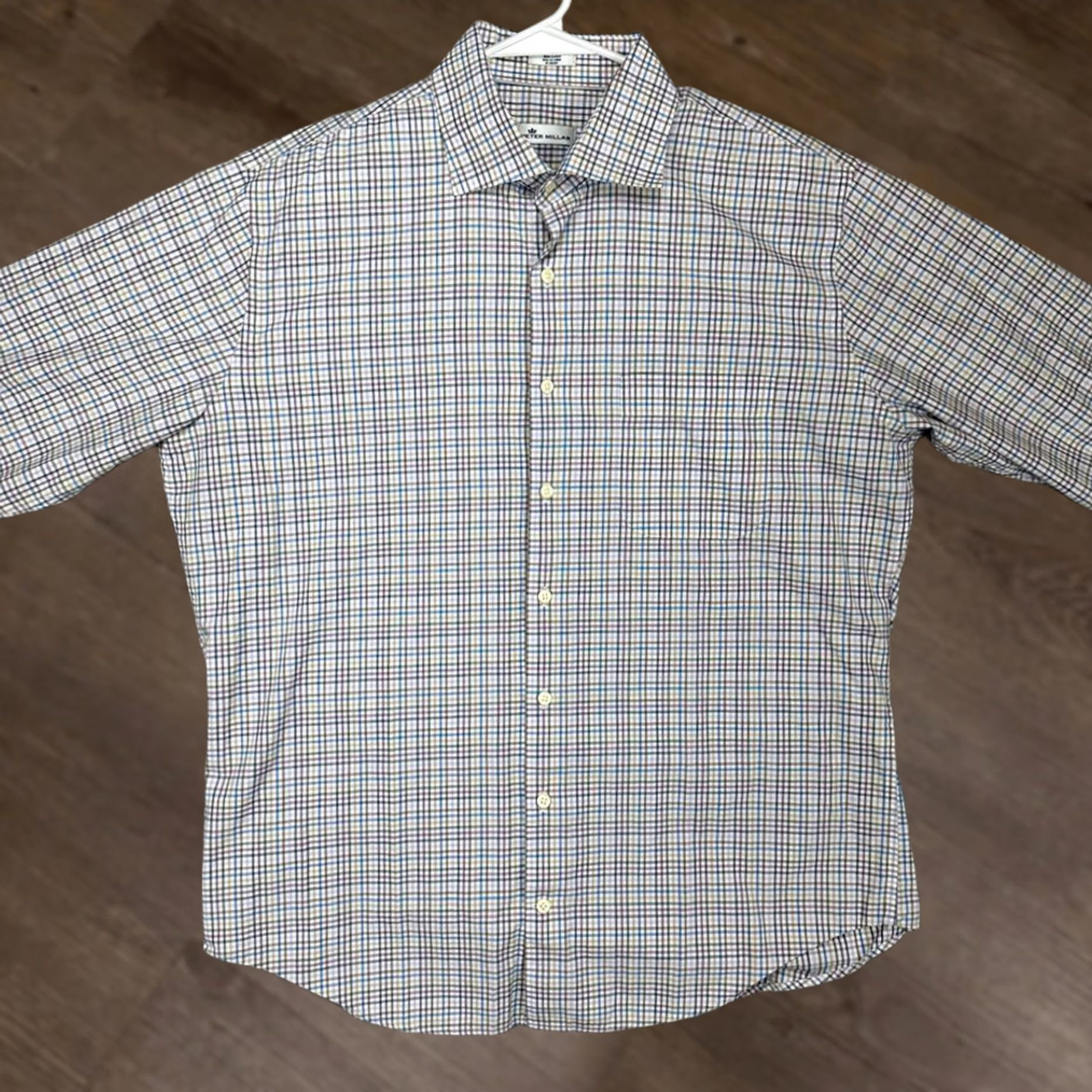 Peter Millar Peter Millar Button-Up Shirt Mens Large Multi Check Casual Long Sleeve Knit Cotton White Regular Fit Breathable Vintage? No Size US L / EU 52-54 / 3 - 1 Thumbnail