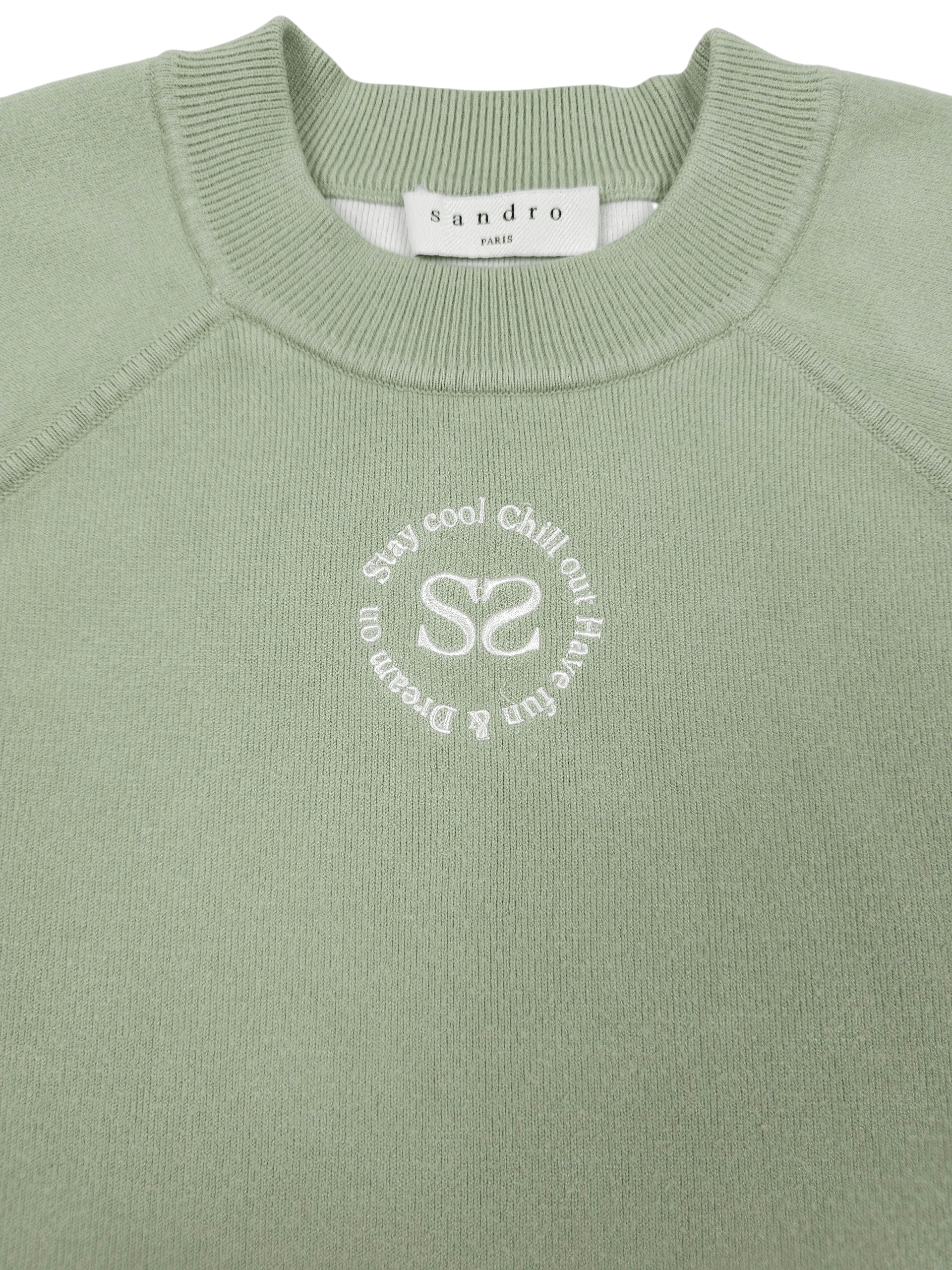 Sandro 💎 Sandro Light Green Boxy Relaxed Mint Jumper Sweatshirt XS Size XS / US 0-2 / IT 36-38 - 3 Thumbnail