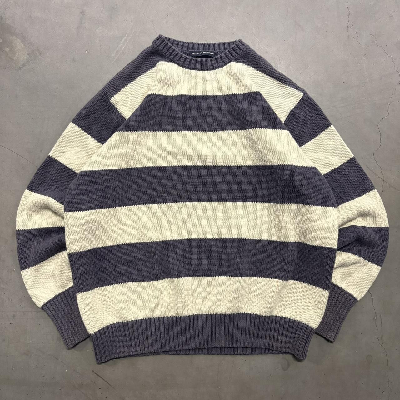 Brandy Melville Crazy Vintage Y2K/2000s Brandy Melville Striped Blue and White Sweater Sweatshirt! Size M / US 6-8 / IT 42-44 - 1 Thumbnail