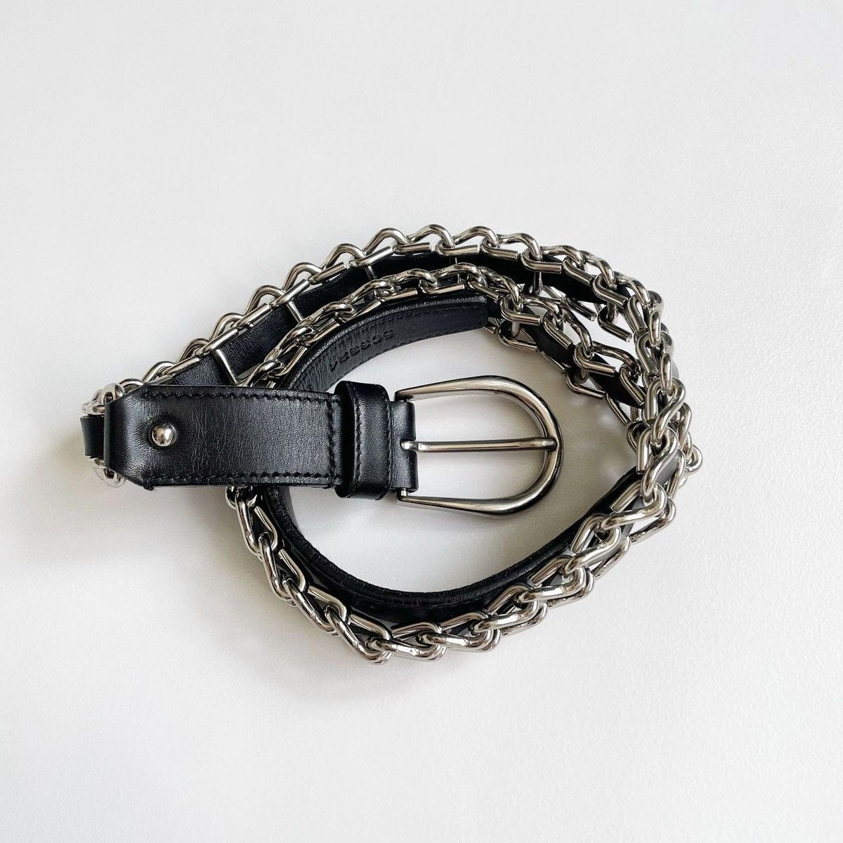 Miu Miu Miu Miu Metal Chain Black Leather Belt Size 30 - 7 Thumbnail