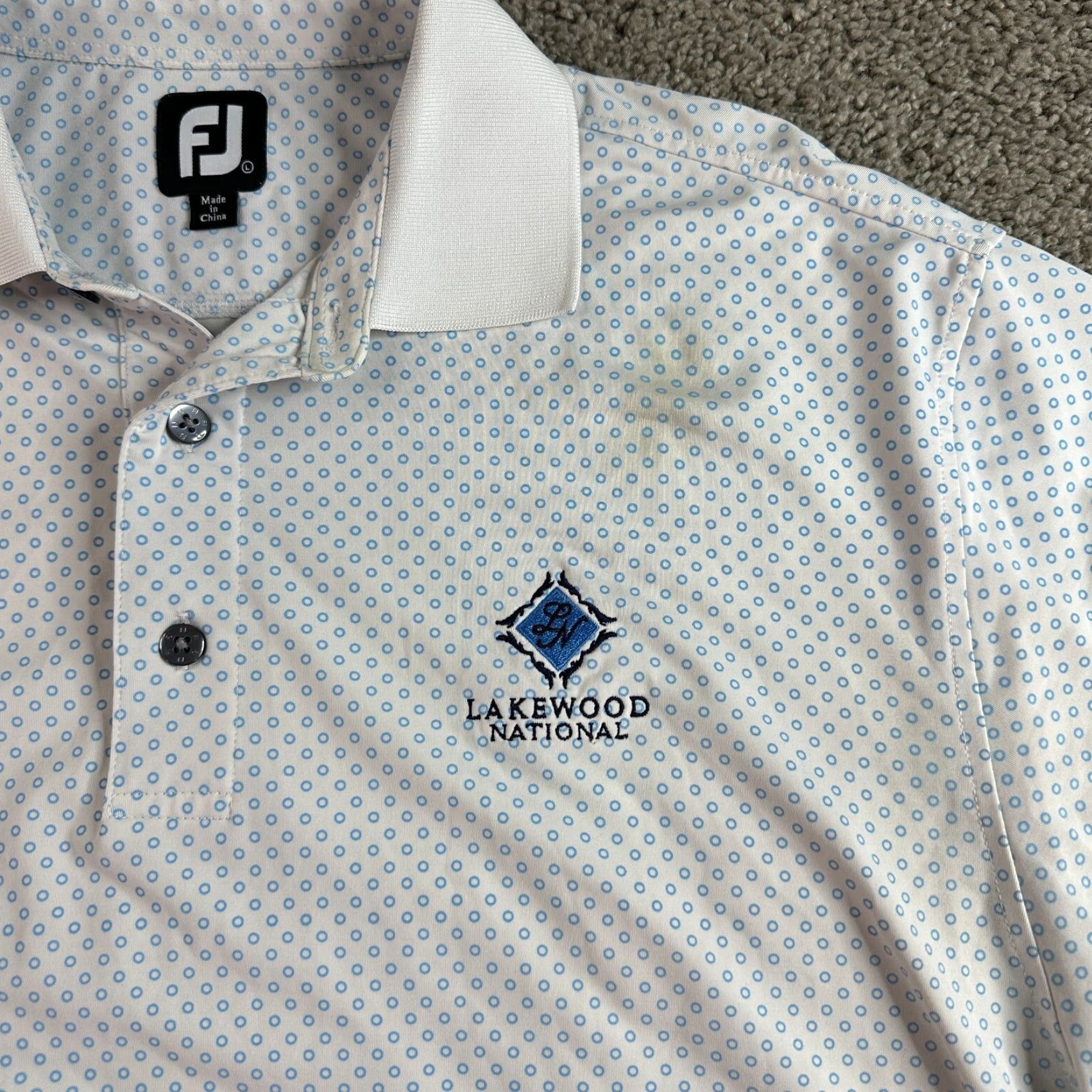 Footjoy FootJoy Polo Shirt Mens Large White Geometric Lightweight Golfing Button Collar Shirt Polo Size US L / EU 52-54 / 3 - 3 Thumbnail