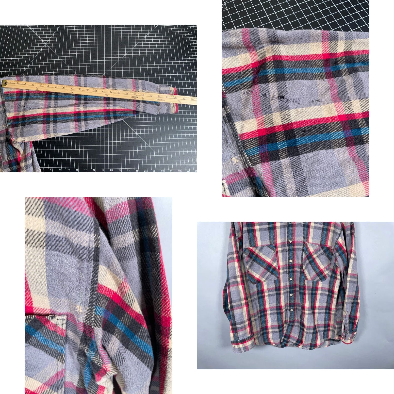 Vintage VINTAGE St. John's Bay 90s Flannel Shirt Adult Large Gray Red Plaid Grunge Workwear Mens Size US L / EU 52-54 / 3 - 8 Thumbnail