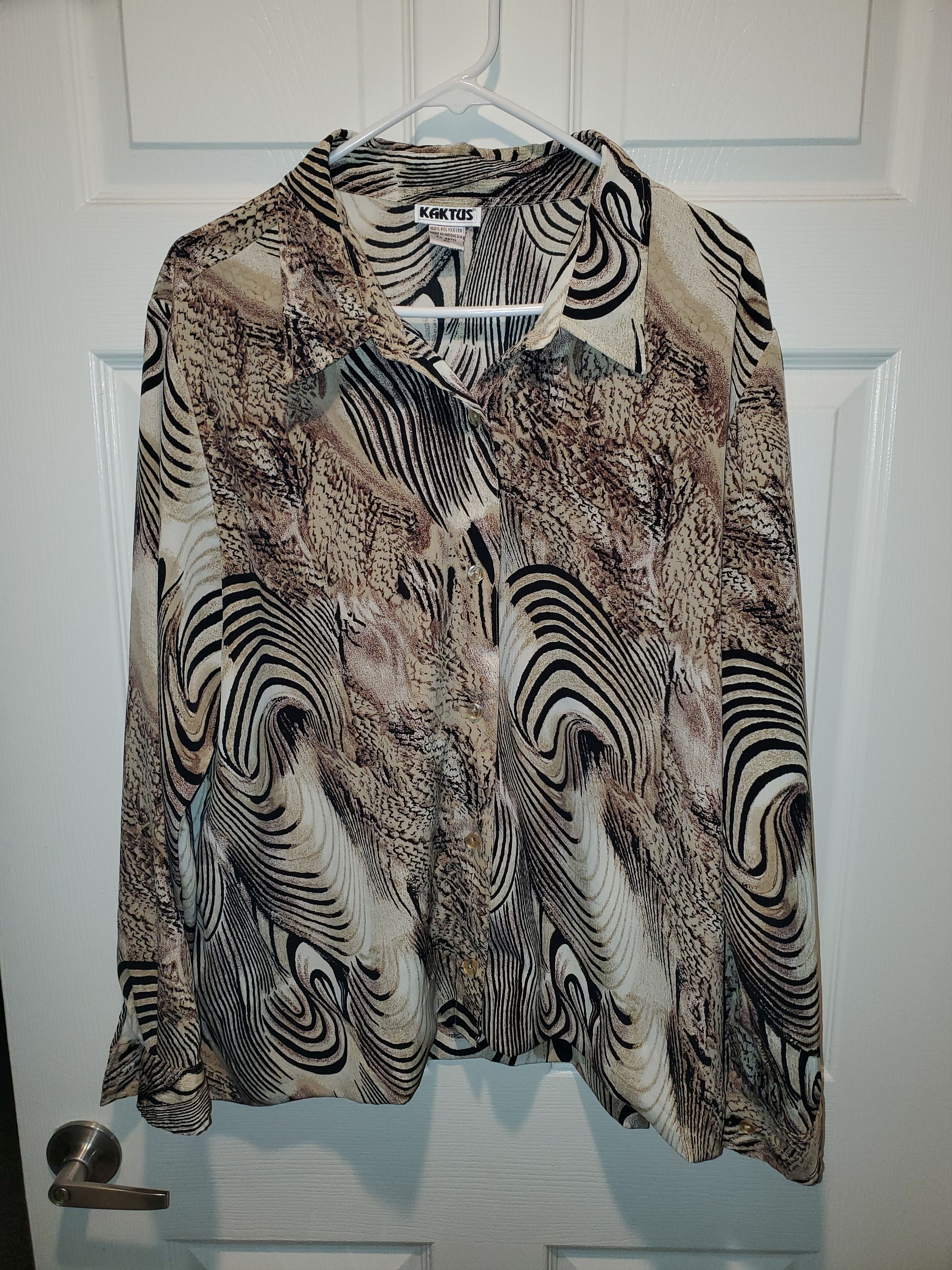 Vintage Vintage Kaktus Abstract Animal Print Blouse-size 2X Size XXL / US 16-18 / IT 52-54 - 4 Thumbnail