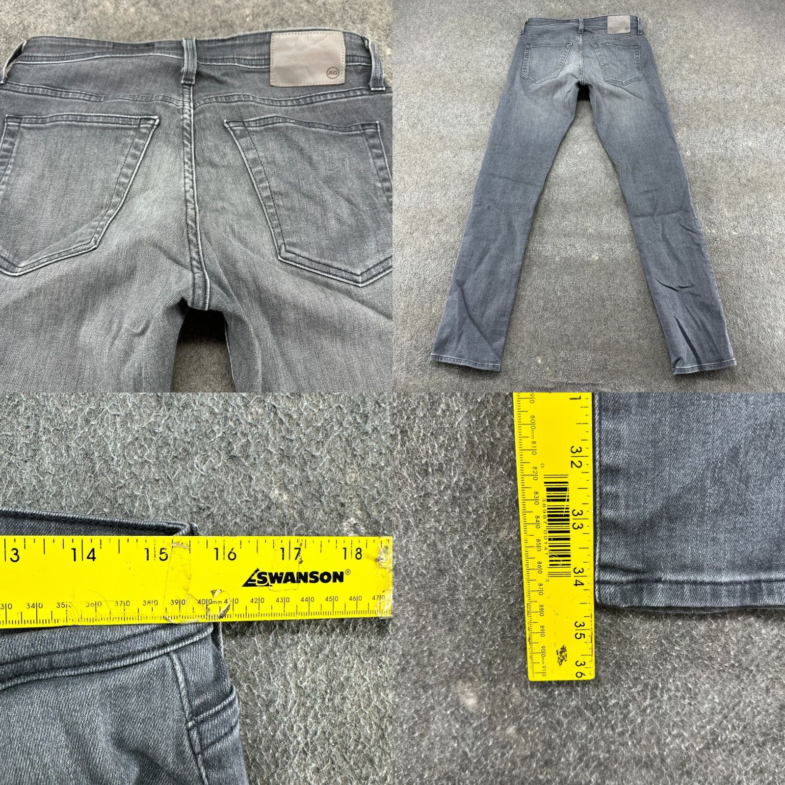 Vintage AG Jeans Mens 30x34 Denim Slim Straight Light Wash 5-Pocket Stretch Gray Cotton AG Adriano Goldschmied Jeans Mens Regular Fit Grunge Tapered? No. Size US 30 / EU 46 - 8 Thumbnail