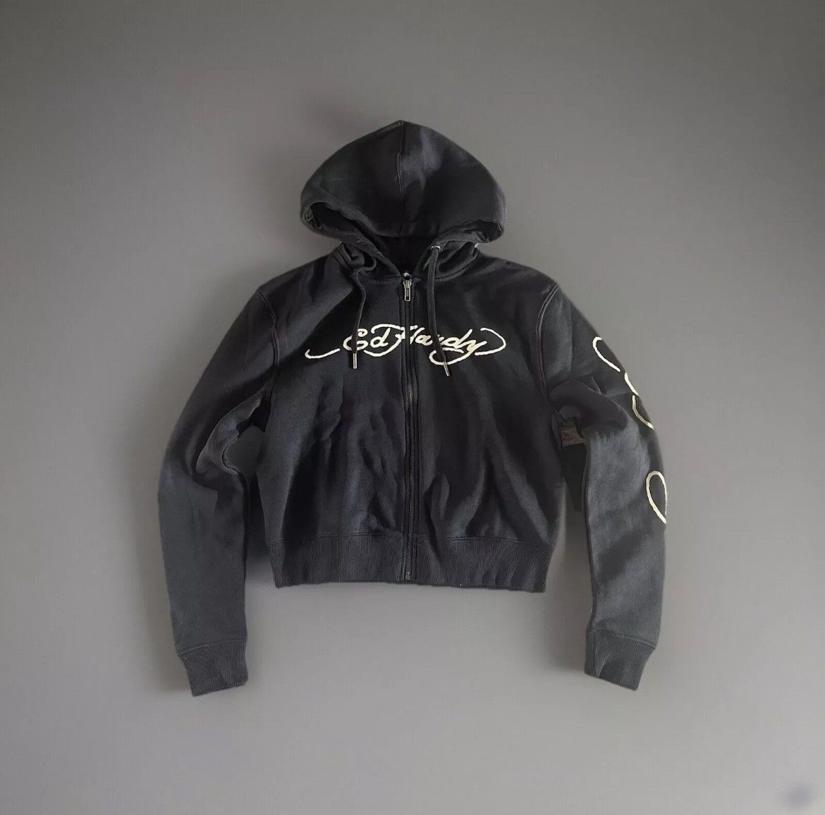 Ed Hardy SKULL BLACK GRAPHIC WOMENS CROPPED HOODIE M Size M / US 6-8 / IT 42-44 - 1 Thumbnail