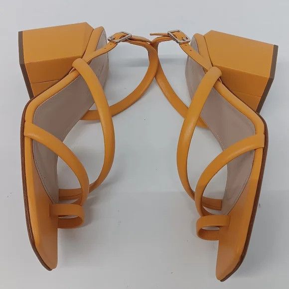 Lafayette 148 LAFAYETTE 148 Yellow Calfskin Leather Heeled City Sandals 38 Size US 8 / IT 38 - 5 Thumbnail