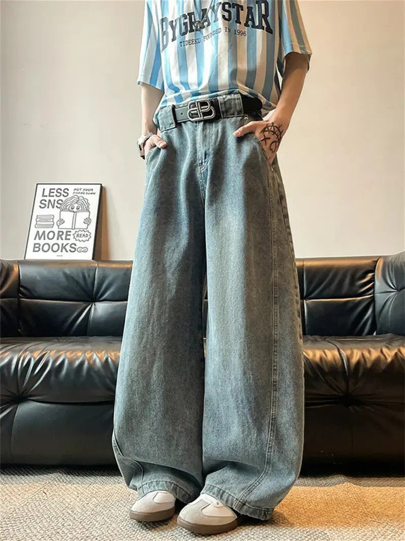 Japanese Brand Retro loose casual straight leg wide leg jeans Size US 32 / EU 48 - 2 Thumbnail