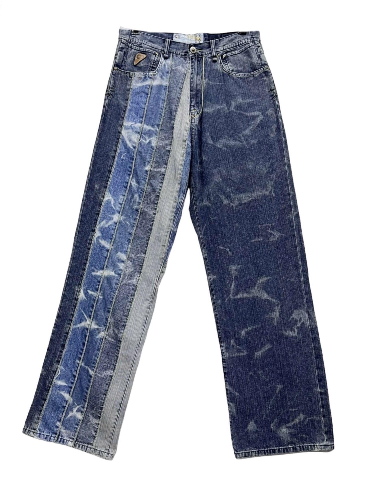 Akademiks 💥Vtg AKADEMIKS Hybrid Spliced Acid Wash Denim Baggy Pants Size US 30 / EU 46 - 2 Thumbnail