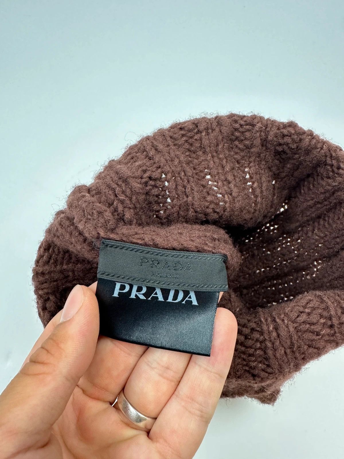 Prada Prada Sport FW2014 Brown Wool Knitted Beanie RedTab Size ONE SIZE - 4 Thumbnail