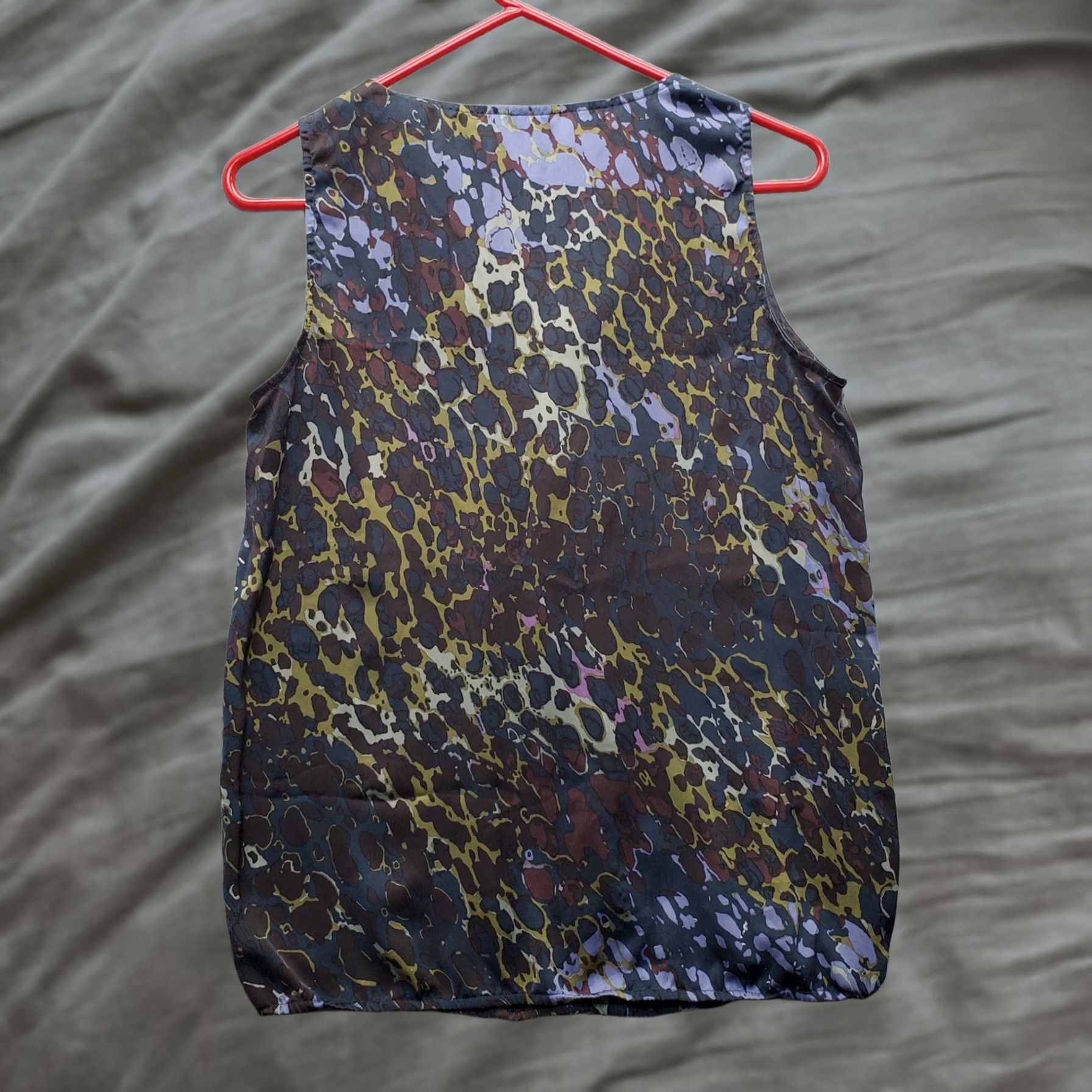 Loft Loft Women's S Multicolor Animal Print Sleeveless V-Neck Tank Top - Elastic Ruffled Hem, Casual Summer Shirt Size S / US 4 / IT 40 - 1 Thumbnail