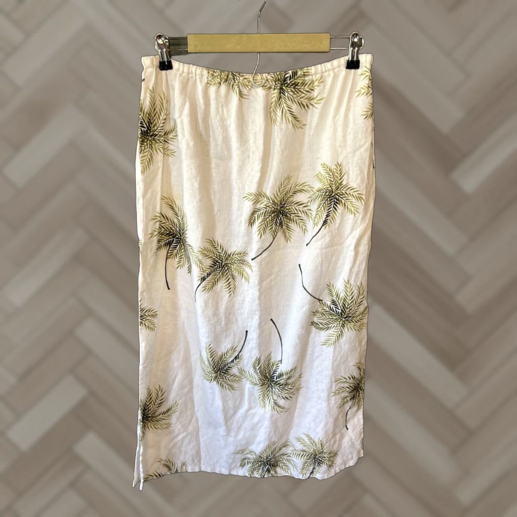 Vintage VINTAGE Uniform by Jonh Paul Richard Womens Skirt A-Line Midi Floral Beige Linen M SKirt Womens Size 32" / US 10 / IT 46 - 1 Thumbnail