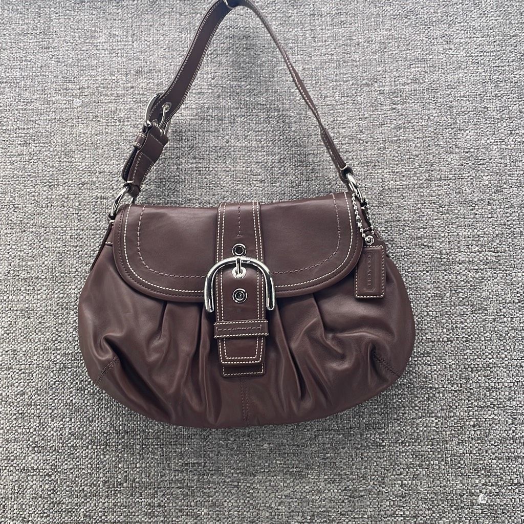 image of Coach Shoulder Bag Medium Gathered Hobo Brown Soft Leather Soho Flap Coa, Women's
