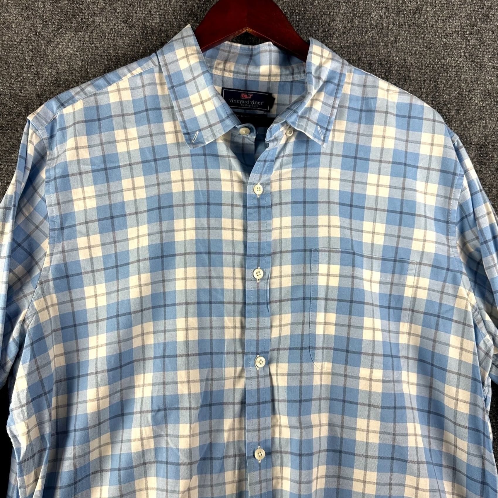Vineyard Vines Vineyard Vines Shirt Mens XL Slim Fit Blue White Plaid Button Down Pocket Size US XL / EU 56 / 4 - 2 Thumbnail