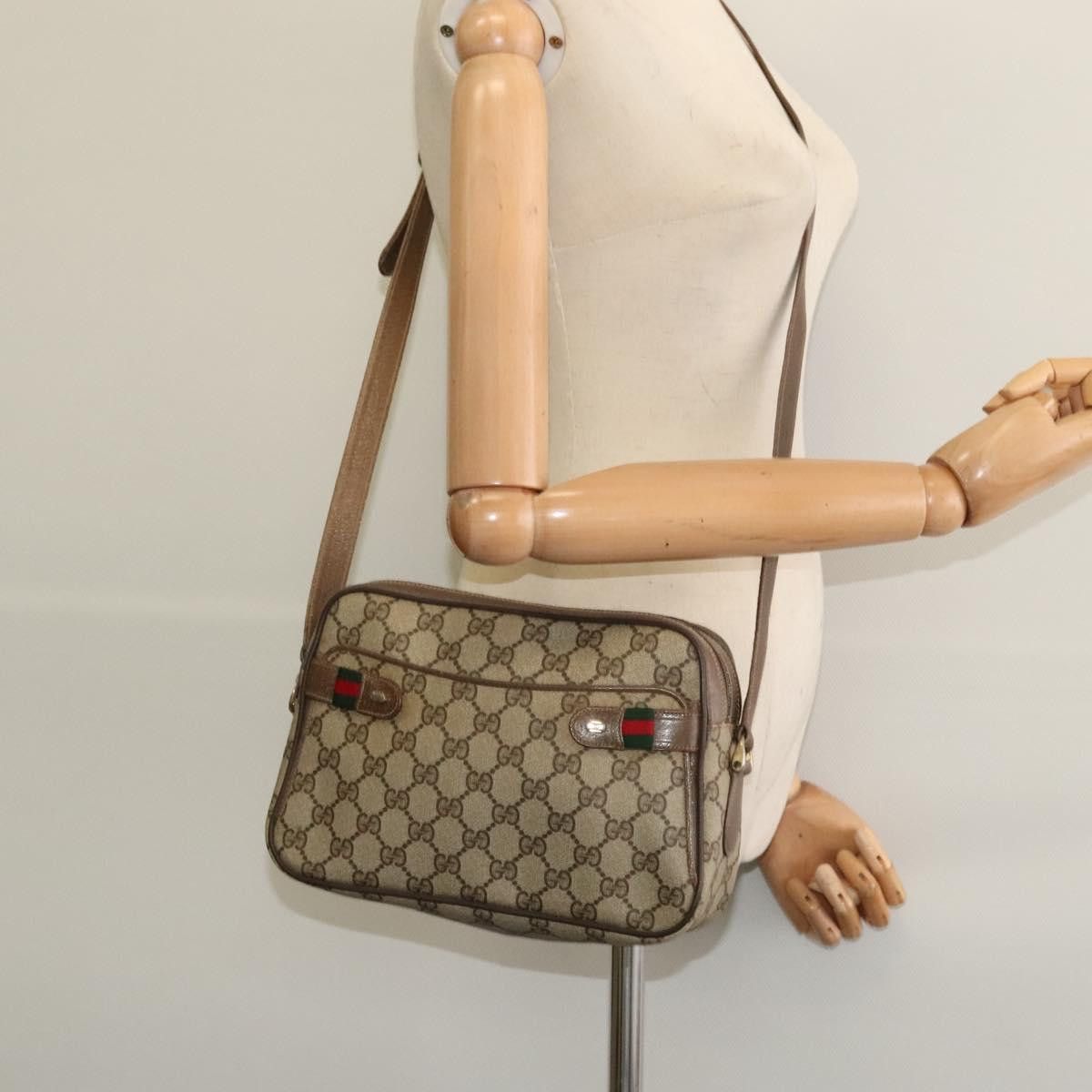 Gucci GUCCI GG Supreme Web Sherry Line Shoulder Bag Pvc Beige 904 Size ONE SIZE - 23 Thumbnail