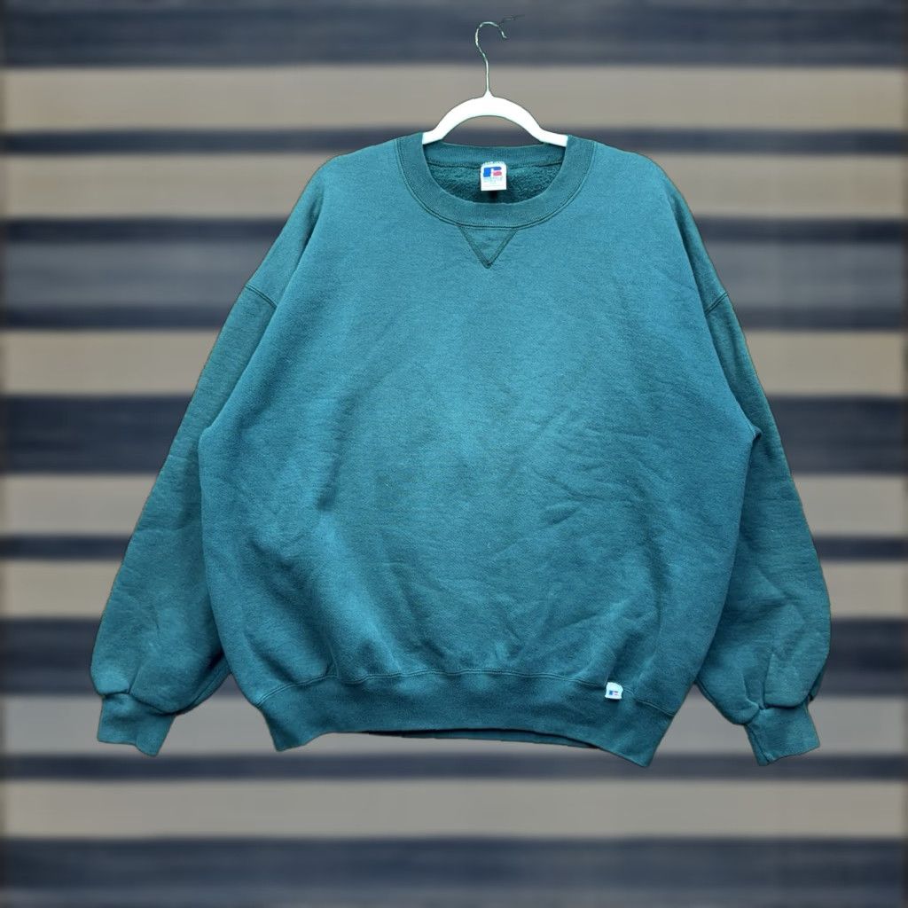 Russell Athletic VINTAGE Russell Athletic Sweatshirt Mens 2XL Green USA Made Pullover Crew Neck 90s Classic College Grunge Hip Hop Retro Bodybuilding Gym & Training Size US XXL / EU 58 / 5 - 1 Thumbnail