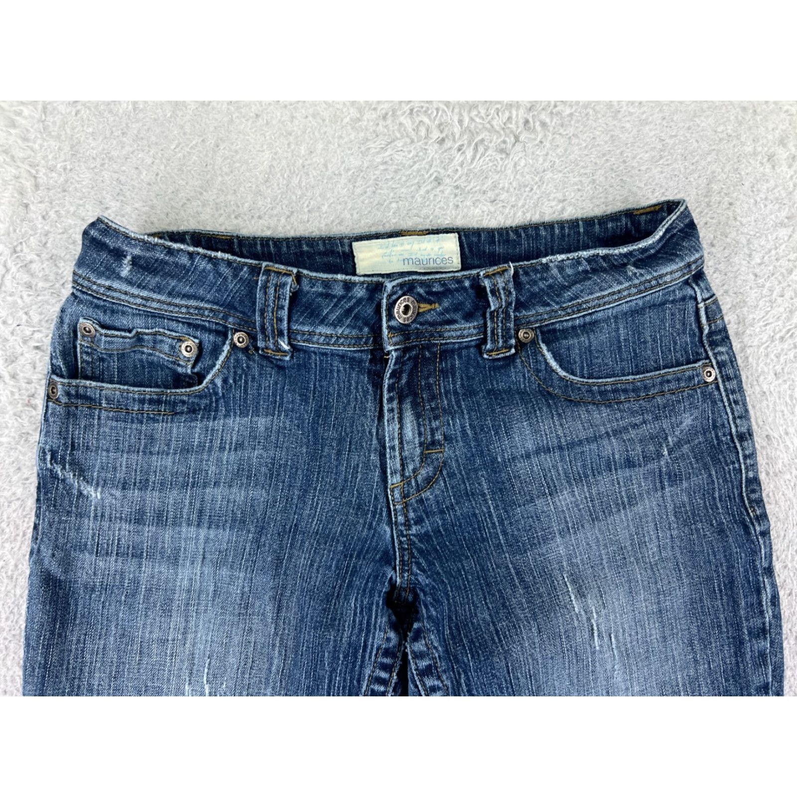 Vintage Maurines Women's Bootcut Jeans 5 Blue Denim Stretch Distressed Vintage Style Size 27" / US 4 / IT 40 - 6 Thumbnail