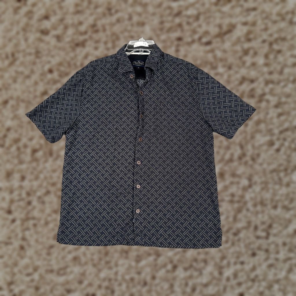 Nat Nast Nat Nast Shirt Adult Medium Blue Basketweave Silk Blend 60s Style Button Pocket Size US M / EU 48-50 / 2 - 1 Thumbnail