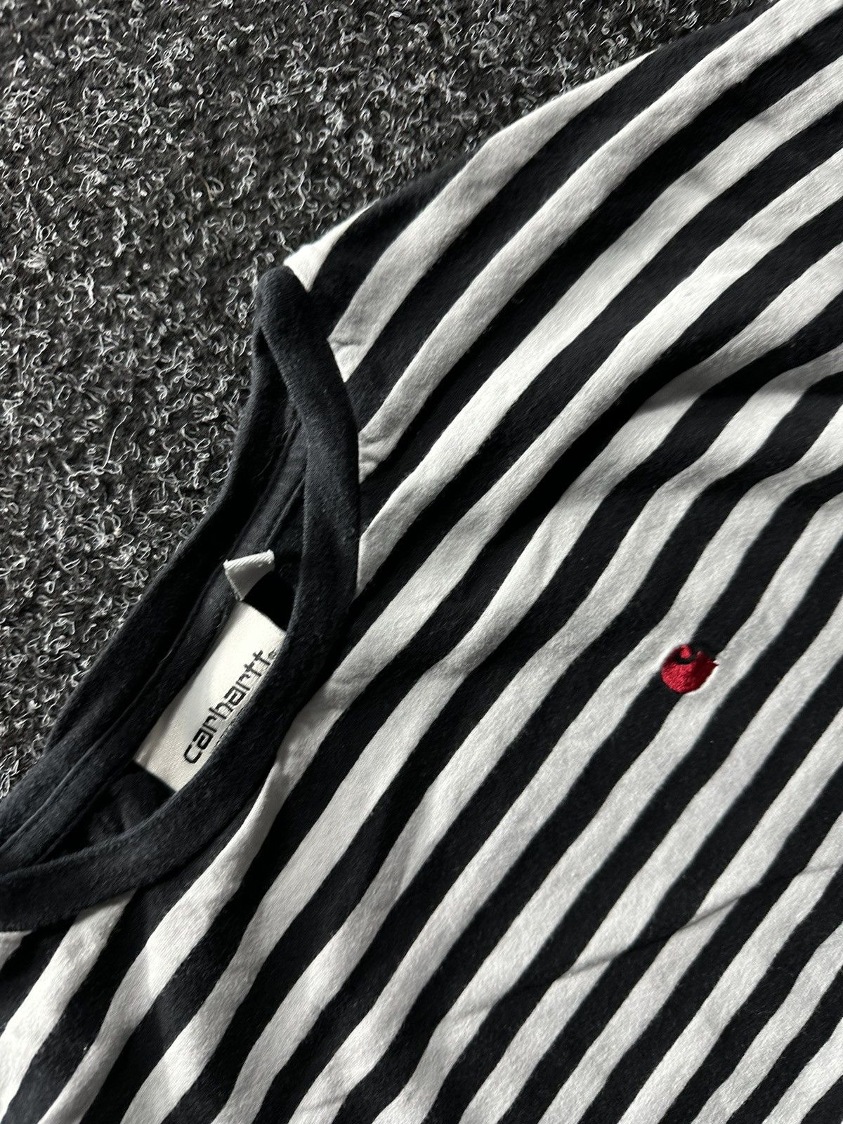 Carhartt × Vintage 🚨CARHARTT STRIPED LOGO B&W TEE TRUE RAP WORKWEAR Y2K Size US XS / EU 42 / 0 - 4 Thumbnail