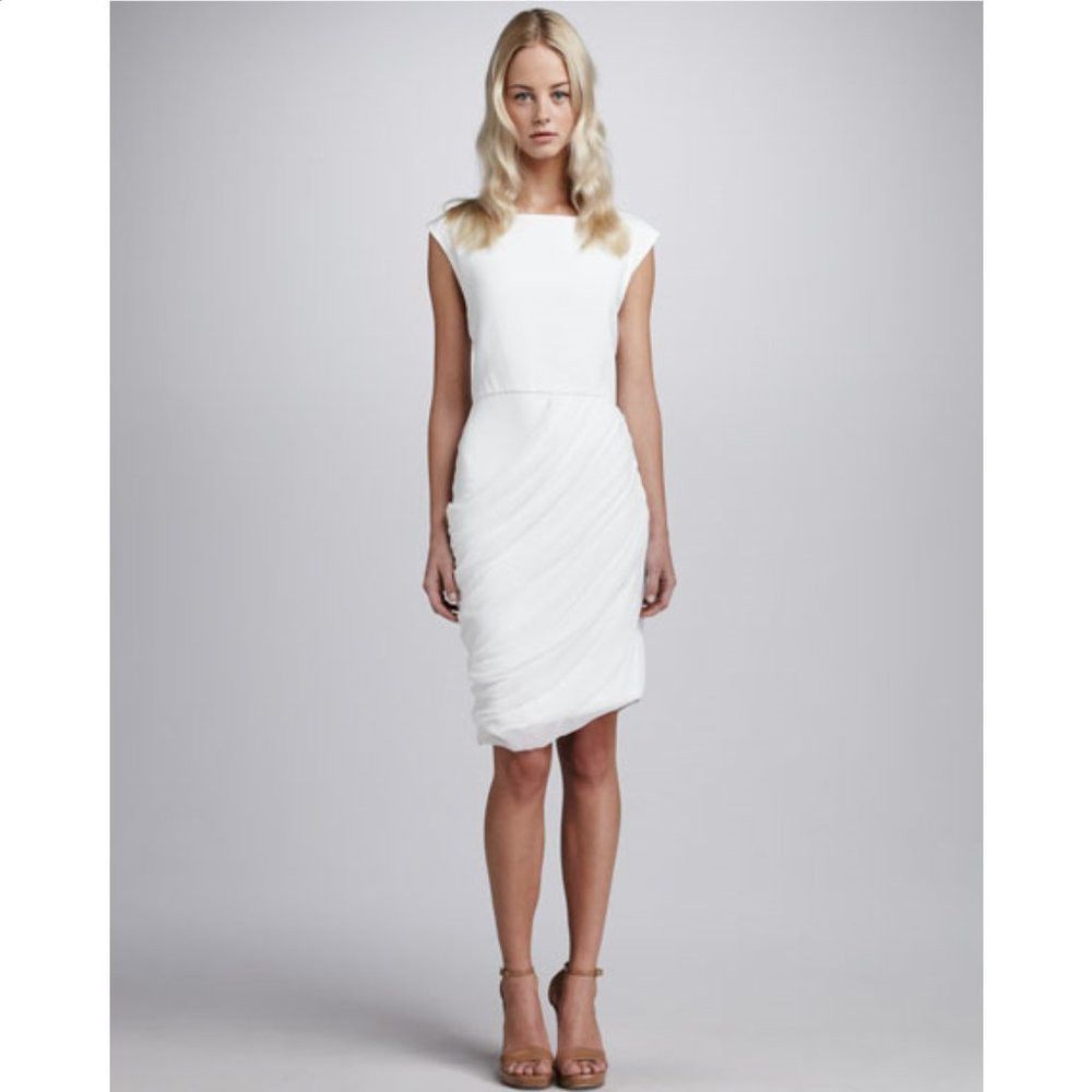 Alice + Olivia Alice + Olivia Lexie Drape-Skirt White Dress Size 2 Size XS / US 0-2 / IT 36-38 - 1 Thumbnail