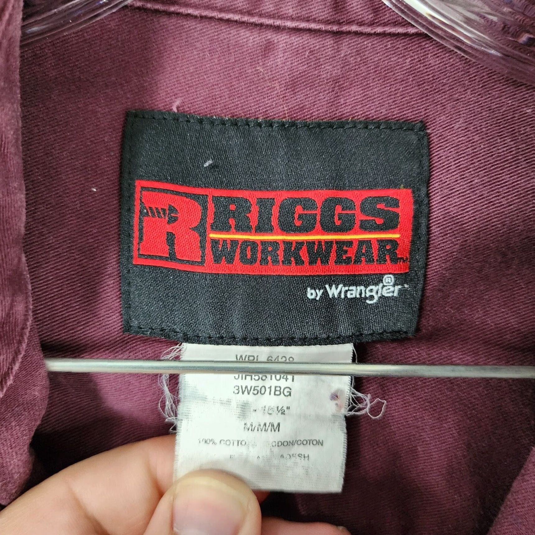 Wrangler Wrangler Riggs Workwear Mens Long Sleeve Button Up Purple Maroon Size M Size US M / EU 48-50 / 2 - 4 Thumbnail