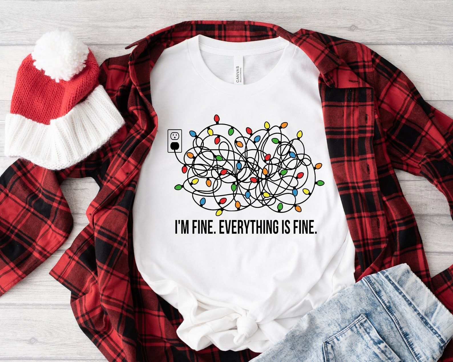 Designer × The Unbranded Brand I'm Fine Everything Is Fine Shirt, Christmas Shirt Size XL / US 12-14 / IT 48-50 - 1 Thumbnail