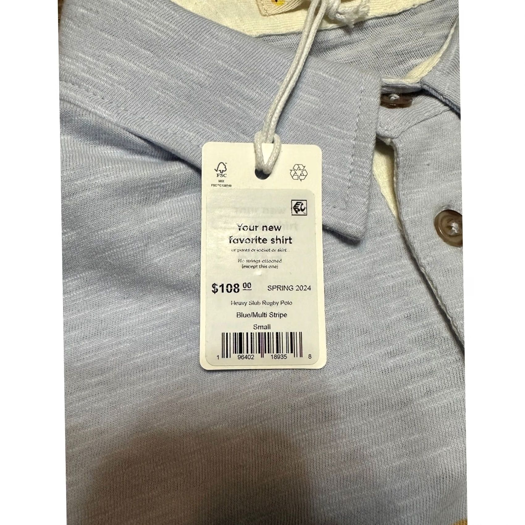 Marine Layer Marine Layer Men's Rugby Polo Blue Multi Stripe Long Sleeve S Size US S / EU 44-46 / 1 - 3 Thumbnail