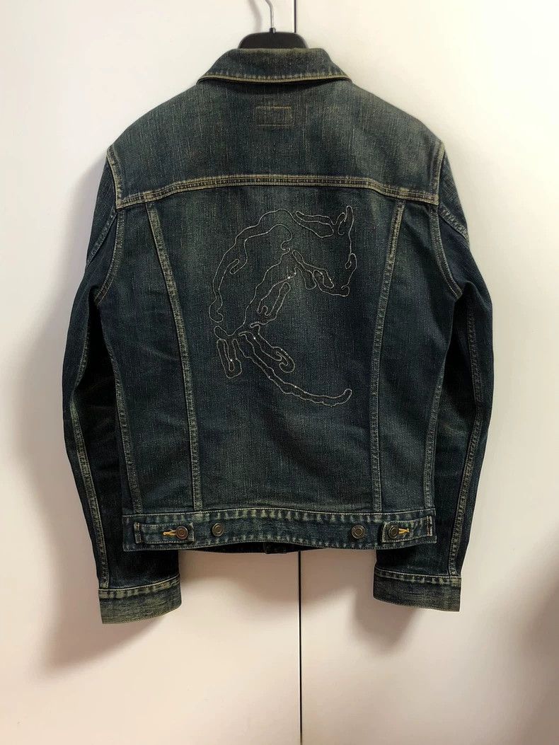 Saint Laurent Paris Rhinestone embroidered denim jacket