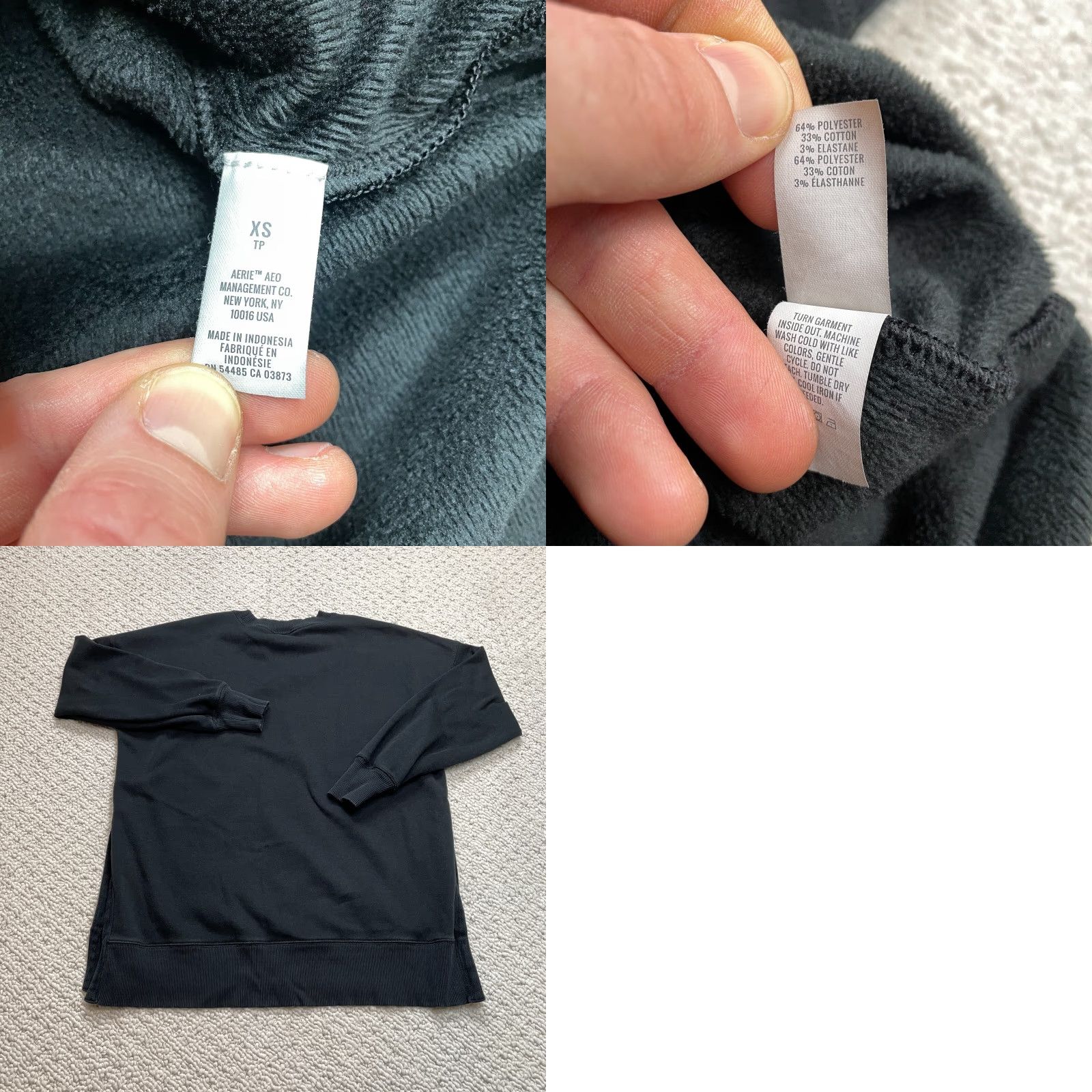 Vintage VINTAGE Aerie Mens Sweatshirt XS Black Pullover Crew Neck Cotton Knit Logo Slits All Seasons Fall Winter Spring Summer Size US XS / EU 42 / 0 - 8 Thumbnail