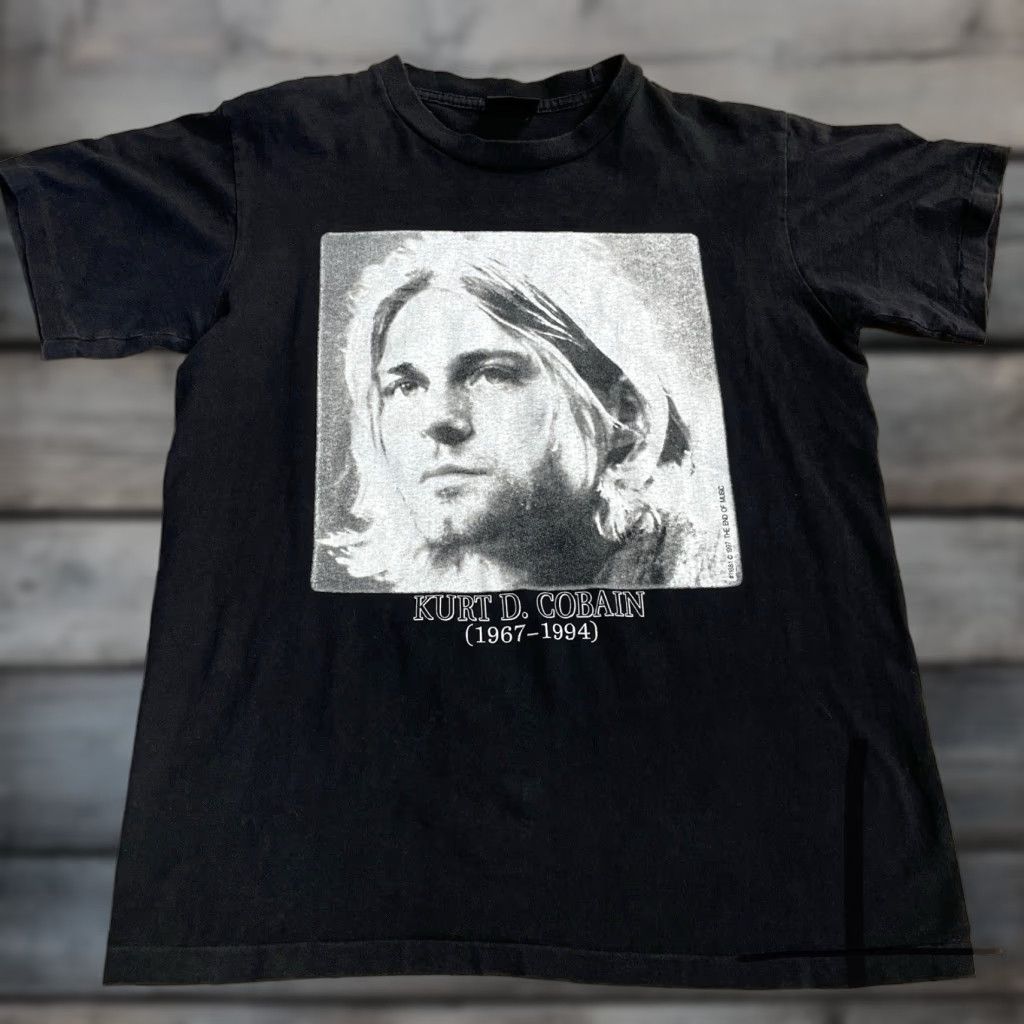 VINTAGE Kurt Cobain Shirt Mens Small Black 1997 Band End Of Music