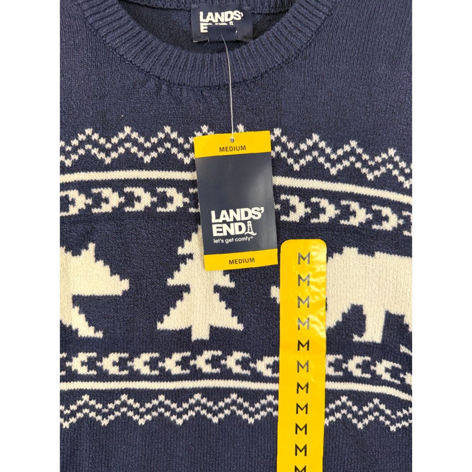 Lands' End VINTAGE Lands' End Sweater Mens M 38-40 Blue Fair Isle Stretch Polar Bear Pullover NWT Size US M / EU 48-50 / 2 - 5 Thumbnail
