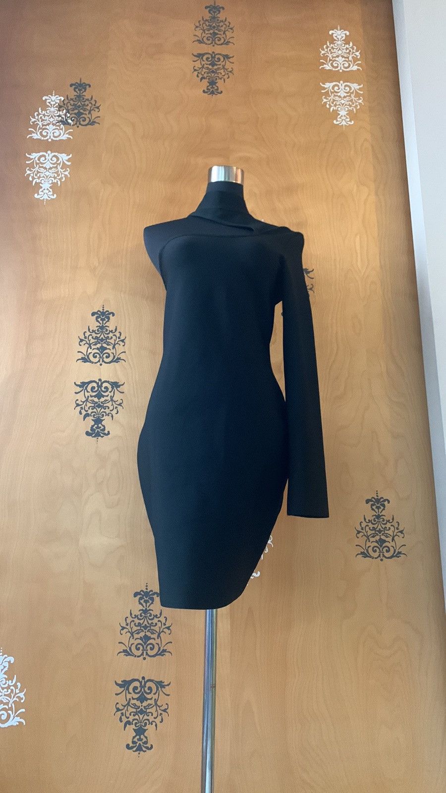Designer NEW One Shoulder Midi Asymmetrical Dress in Black Size M / US 6-8 / IT 42-44 - 21 Thumbnail