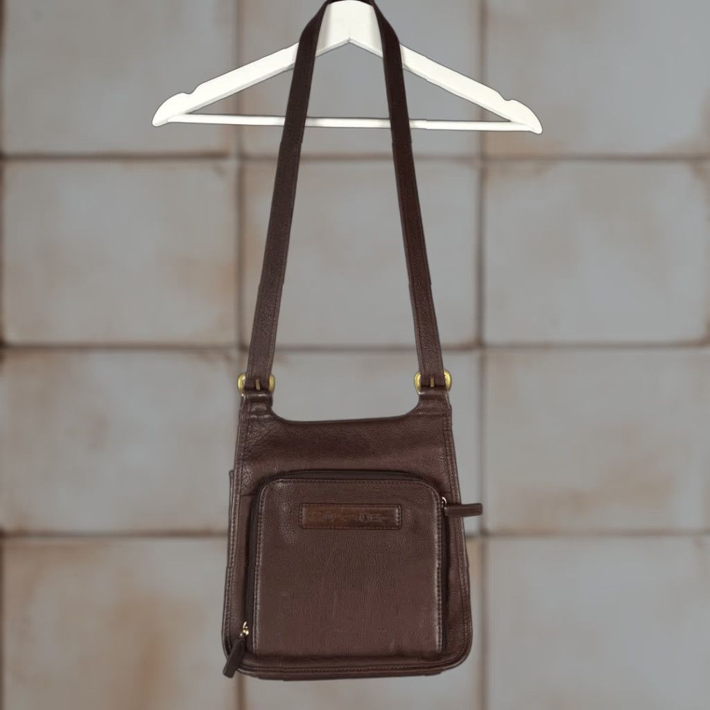 Fossil Fossil Women Crossbody Purse Leather Flap Over Zipper Compartment Brown Medium Brown Leather Womens Crossbody Bag Size ONE SIZE - 1 Thumbnail