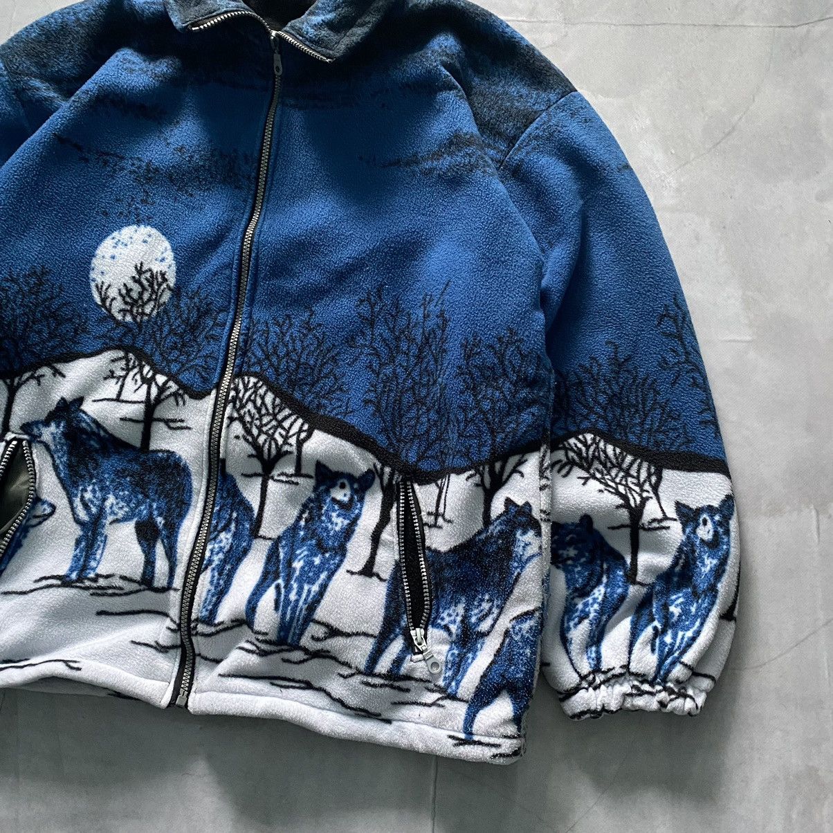 The Mountain × Vintage Rare Vintage Wolf Zip Fleece All Over Overprint 90s 80s Size US XL / EU 56 / 4 - 3 Thumbnail
