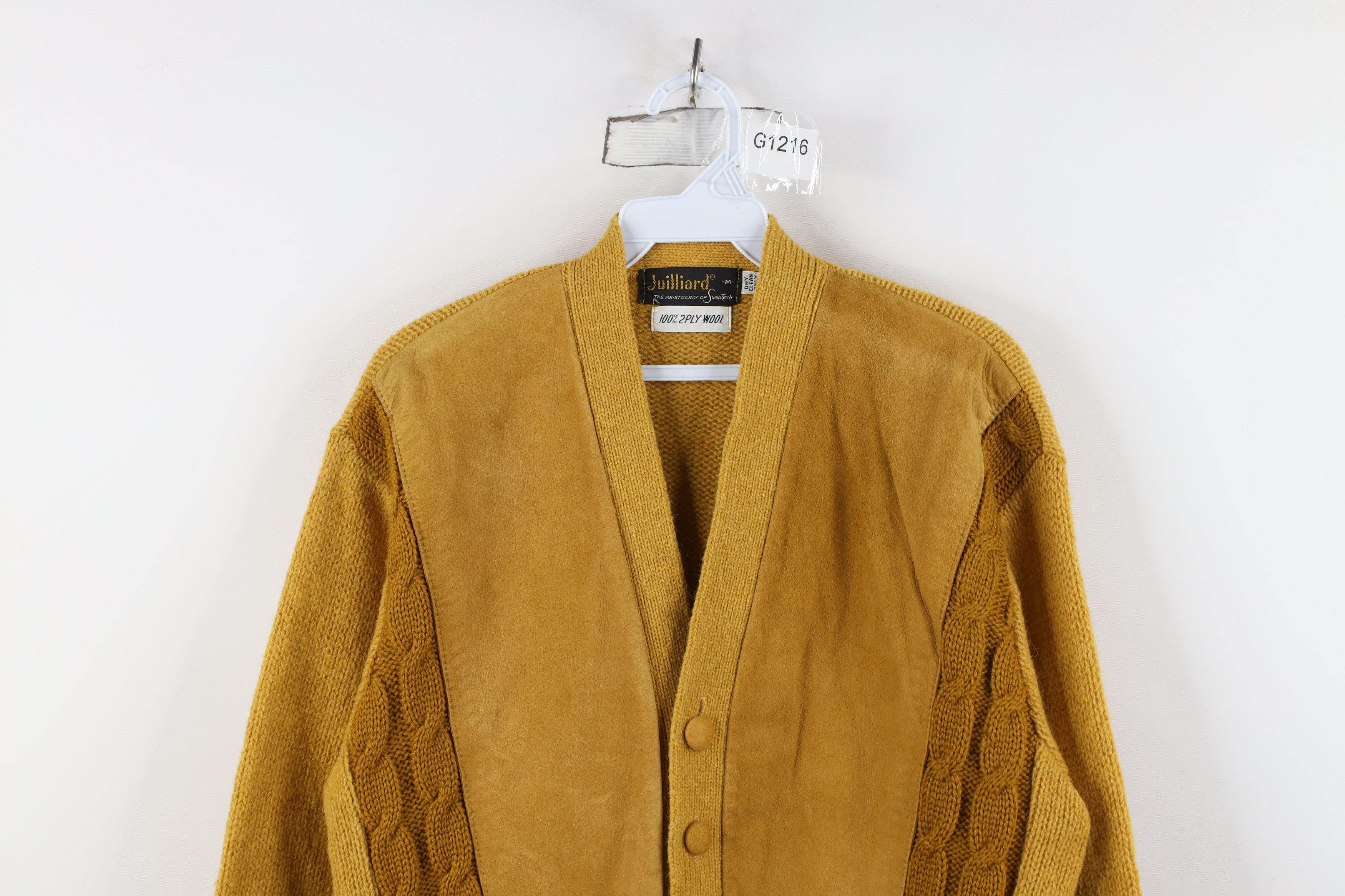 Vintage Vintage 50s Rockabilly Cable Knit Suede Cardigan Sweater USA Size US M / EU 48-50 / 2 - 2 Thumbnail
