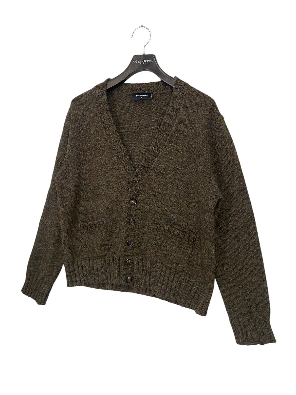 Designer × Dsquared2 × Vintage Dsquared2 wool cardigan double pocket distressed size L Size US L / EU 52-54 / 3 - 3 Thumbnail