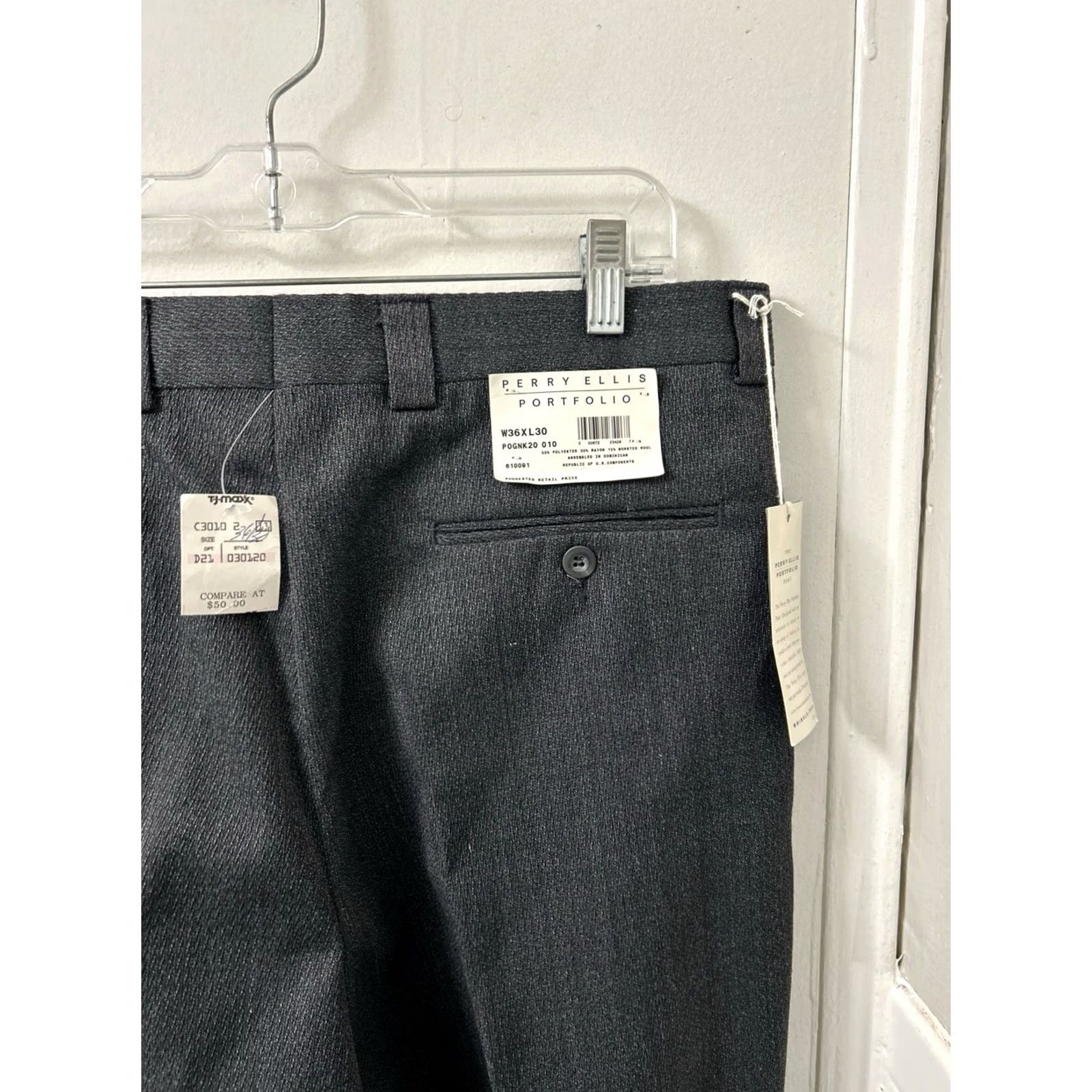 Perry Ellis Perry Ellis Portfolio Dress Pants Mens 36x30 Gray Wool Blend Pleated Cuffed NWT Shirt Pants? Size US 36 / EU 52 - 4 Thumbnail